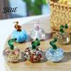 Colorful Glass Pumpkin Hand Blown Figurine Mini Halloween Thanksgiving Seasonal Tabletop Decor Statue Faux Crystal Ornament for Fall Harvest