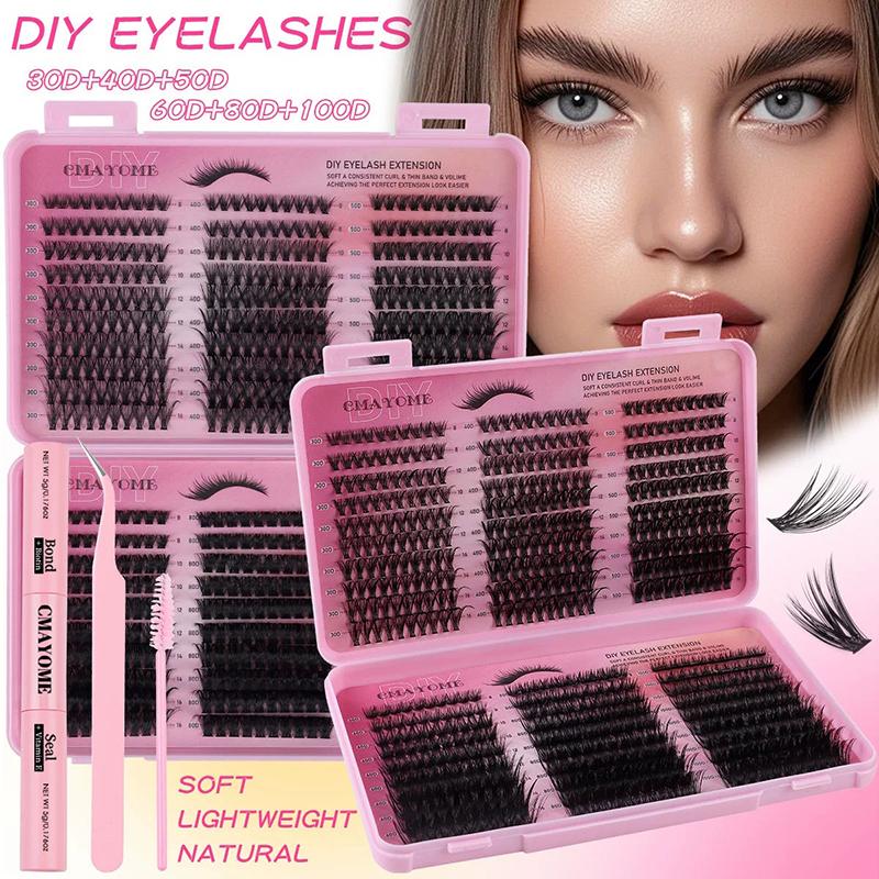 600Pcs Individual Eyelash Extensions Thick Fluffy 30D/100D Mix Length Diy Cluster Lashes For Easy Application And Removal