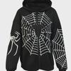 Spider Web Print Y2K Fleece Damen Hoodie - Herbst/Winter Casual Zipper Cardigan