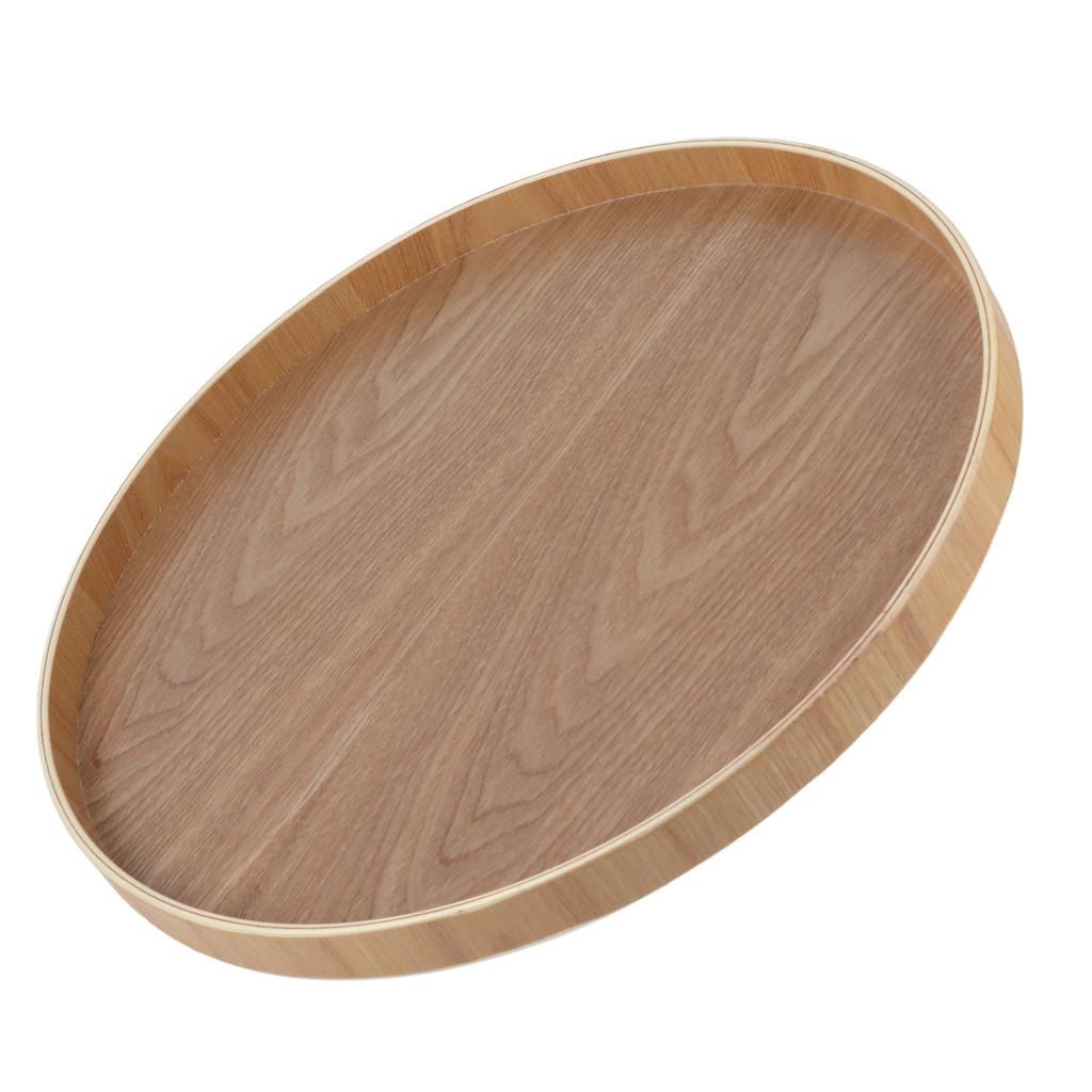 Round Shape Solid Wood Tea Coffee Snack Food Meals Serving Tray Plate Restaurant Trays Wooden