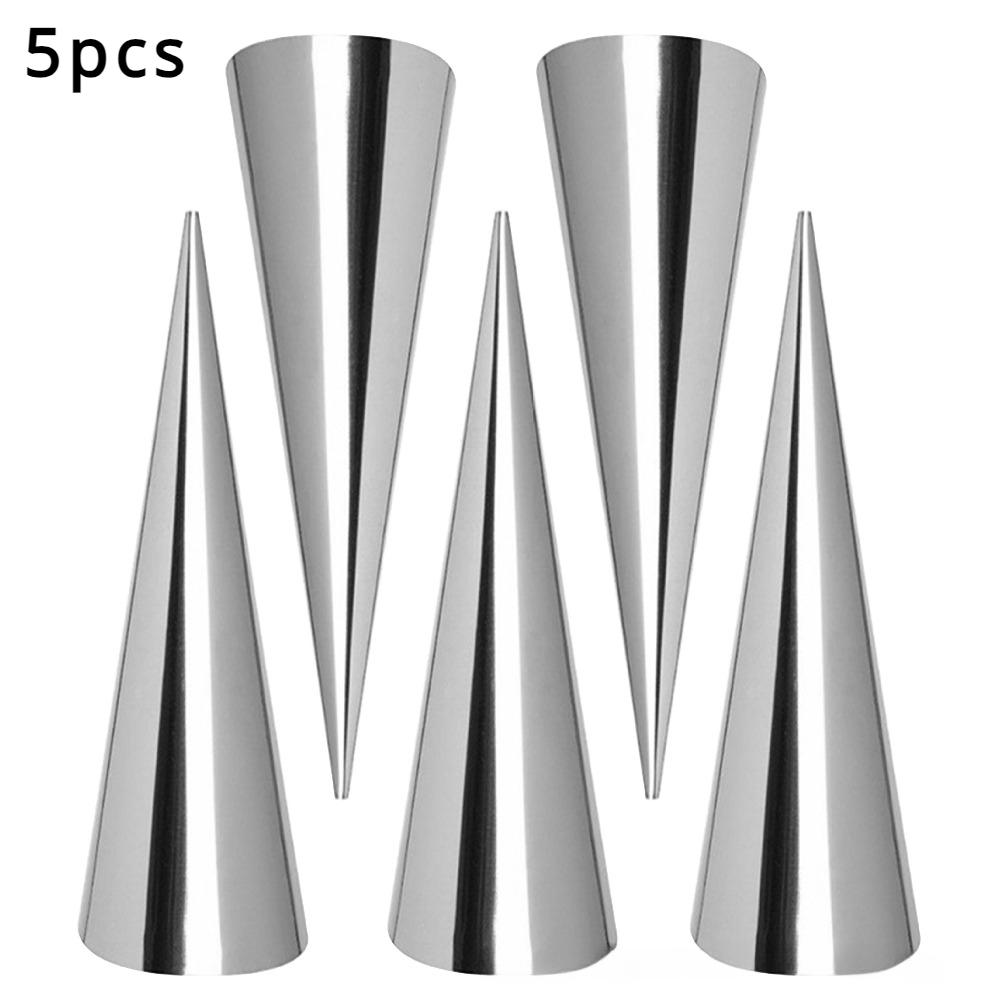 

5 шт. Конусные формы для выпечки из нержавеющей стали — идеально подходят для круассанов, датской выпечки и рожков мороженого — необходимые инструменты для выпечки 5pcs серебряный