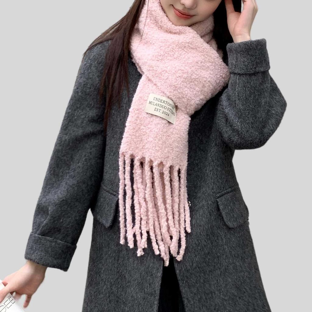 Neuer einfarbiger Premium-Wollschal für Damen, Herbst und Winter, vielseitig, verdickt, Plüsch, warm, Premium-Schal