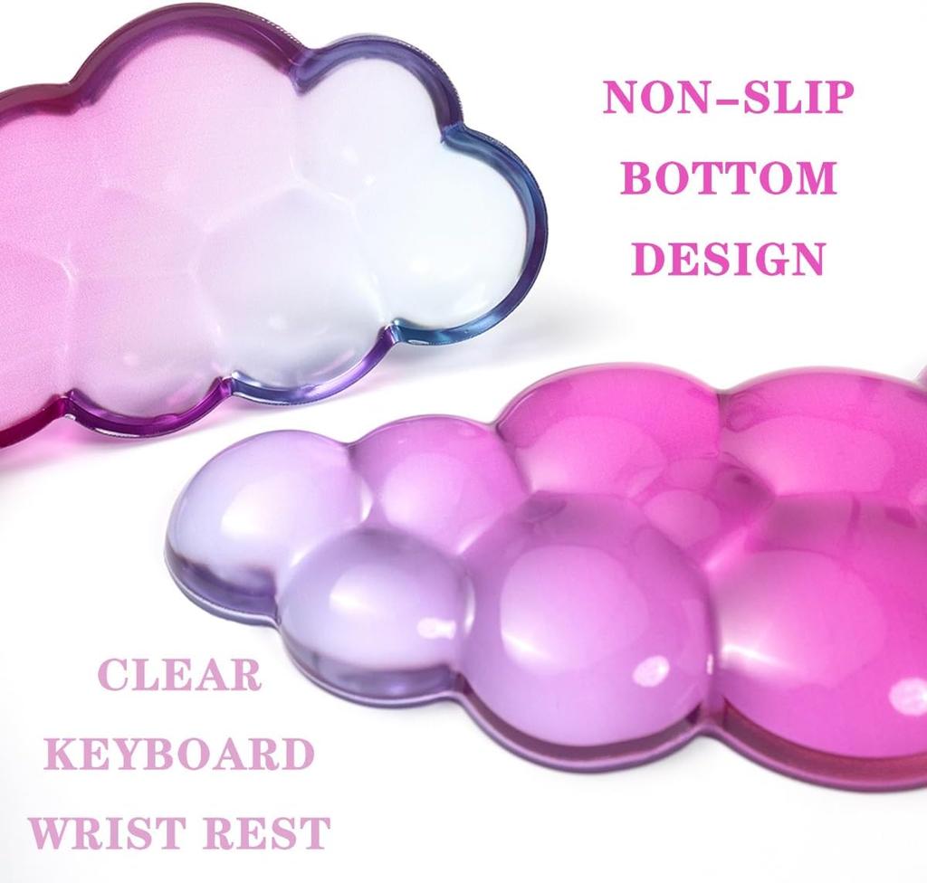 Ergonomic Cloud Silicone Gel Keyboard and Mouse Wrist Rest Set Clear Wrist Rest for Keyboard 60%/68%/75%