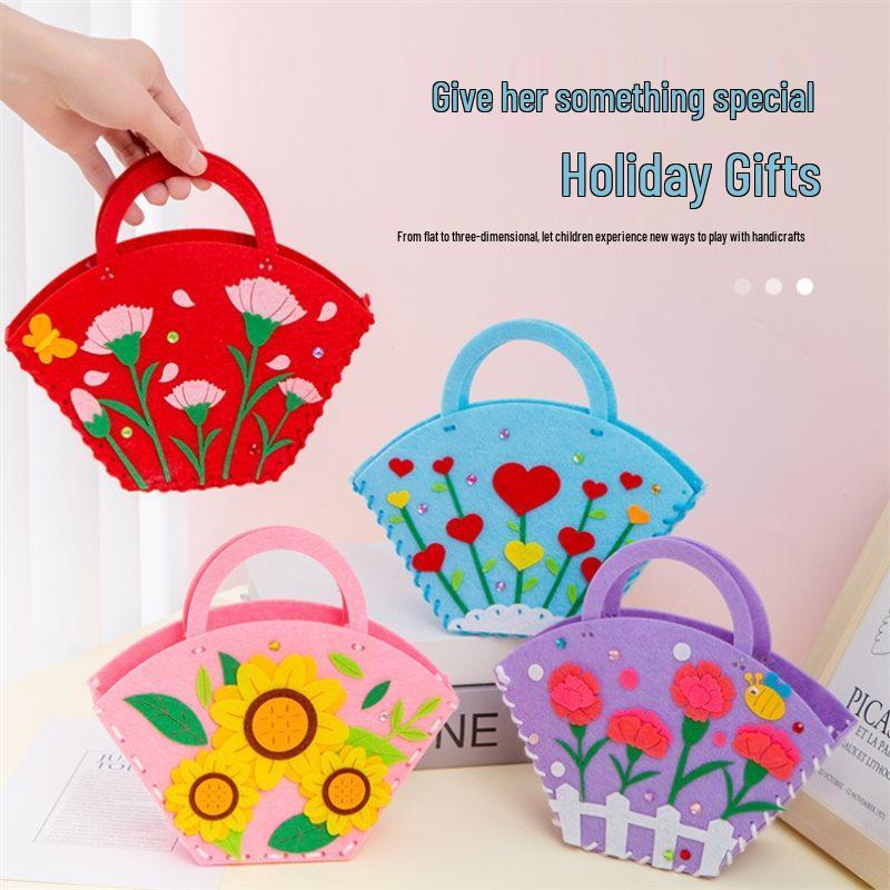 Mother's Day Bouquet Handbag DIY Sewing Kit – Fun Non-woven Fabric Gift for Kids To Make for Mom