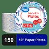 Everyday Disposable Paper Plates 10 Inch 150 Count Strong Soak Proof Microwave Safe Round Plates Ideal Parties and Gatherings