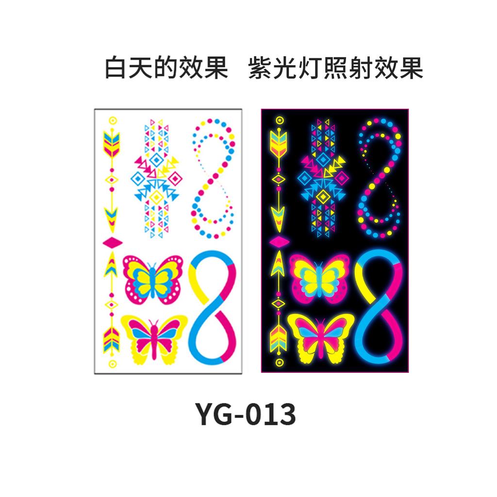 Women's Rave Festival UV Neon Body Face Temporary Tattoos Waterproof Fluorescence Fluorescent Fluorescent Tattoo Stickers 20