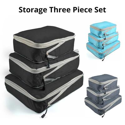 3 Piezas/set Negro/Azul/Gris Bolsa de Almacenamiento de Viaje Comprimible Portátil de Gran Capacidad Bolsa de Almacenamiento Cubos de Embalaje para Maleta/Equipaje