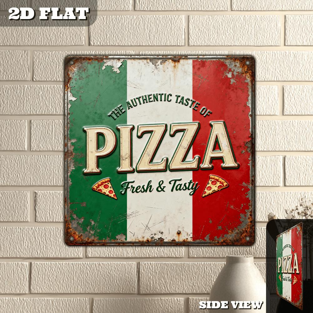 

Vintage Aluminum Metal Sign Pizza Decor x Inch Retro Tin Plate Kitchen Wall Art 20x20cm(8x8inch)