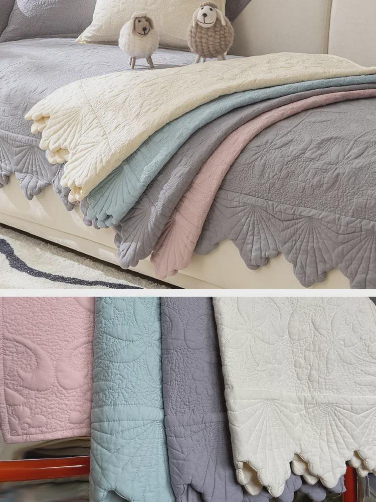 Poduszki na sofę z bawełny pikowanej w stylu kremowym - antypoślizgowe, nowoczesne, całoroczne