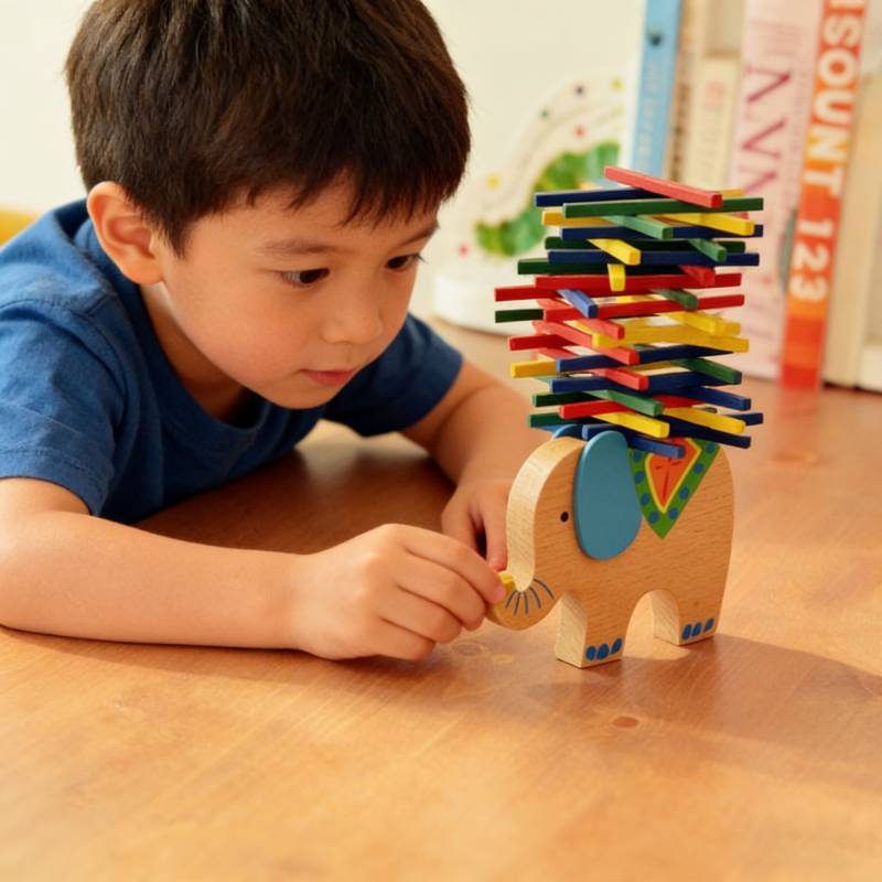 Wooden Childrens Balance Beam Toy With Colorful Blocks For Early Education Development