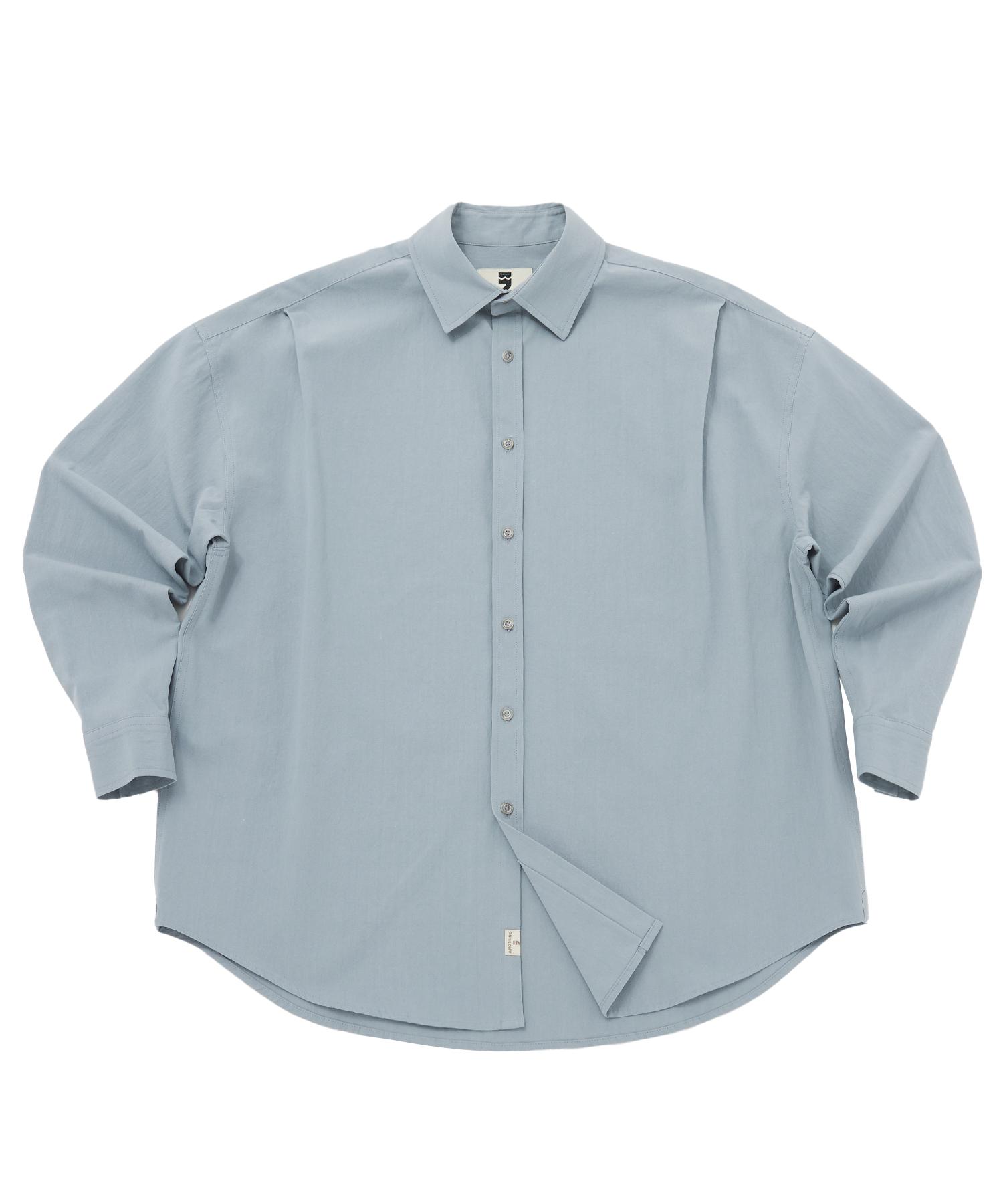 A Nothing Earth-Color Pleats Shirt (Cloudy Sky) L