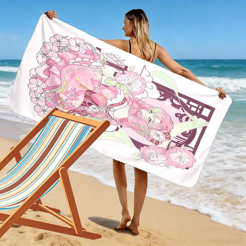 Demon Slayer Print Beach Towel, Large Soft Quick Dry Towel for Beach Camping Swimming