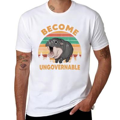Become Ungovernable Moo Deng Baby Pygmy Hippo Tshirt Anime Tshirt Graphic T Shirts For Unisex Tshirt