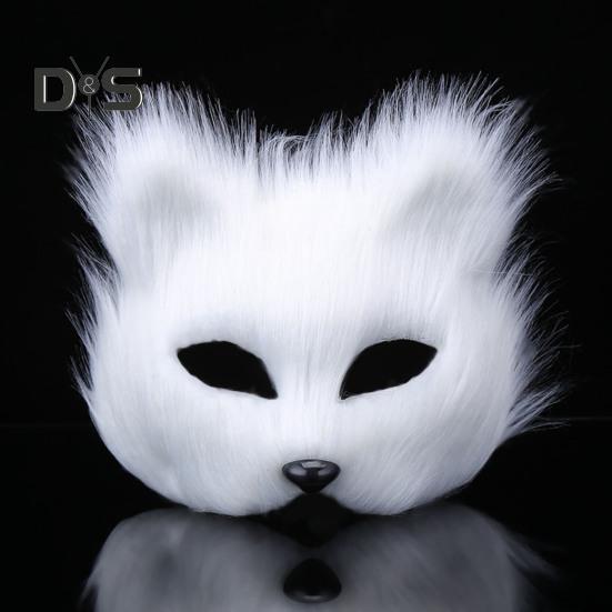 Fox Face Cushion Faux Fox Half Face Cushion with Tail Gloves Masquerade Halloween Cosplay Party Costume Accessory for Girls