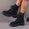Large size short boots winter new women's boots lace-up middle heel casual platform Martin boots women