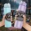 1PC Vintage Tennis Racket Badge Print 750ml Color Plastic Sports Water Bottle Leakproof Flip Straw Lid Suitable for Sports Office Home Use