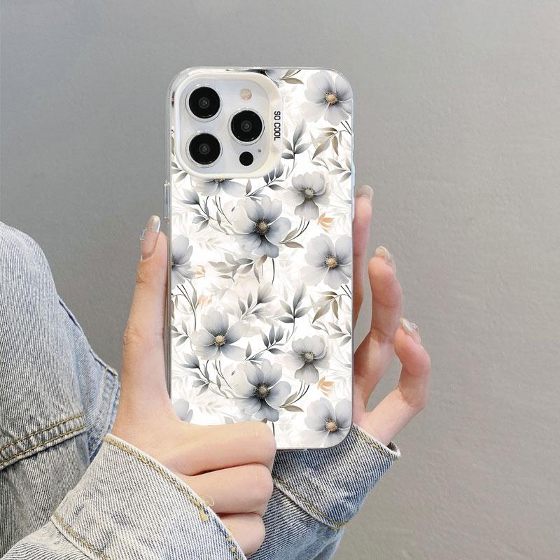 Cute Blue And White Porcelain Floral Phone Case For iPhone 11 12 Pro Max 16 15 14 13 Pro Max Plus 13 Mini Shockproof Laser Cover