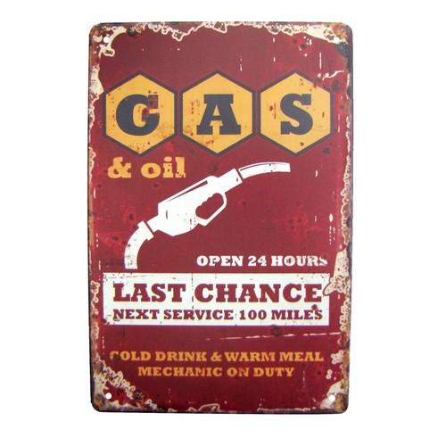 

Vintage Metal Last Chance Gas Oil Sign Retro Tin Man Cave Garage Shop Wall DecorAluminum 30x40cm(11.8x15.7inch)
