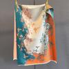 Autumn and winter new contrasting color butterfly printing scarf three-color splicing retro pattern design warm and fashionable outer shawl