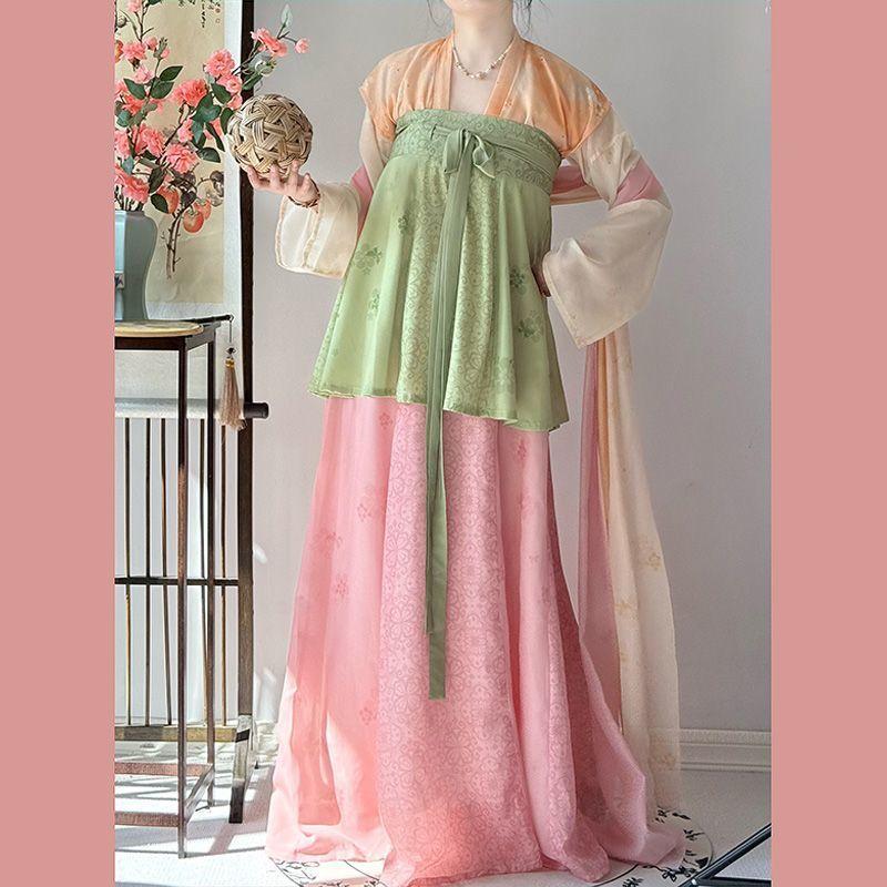 Restore Chinese Tang Dynasty Style Hanfu For Women Tang  Beizi One Piece Skirt Daily Dopamine Suit
