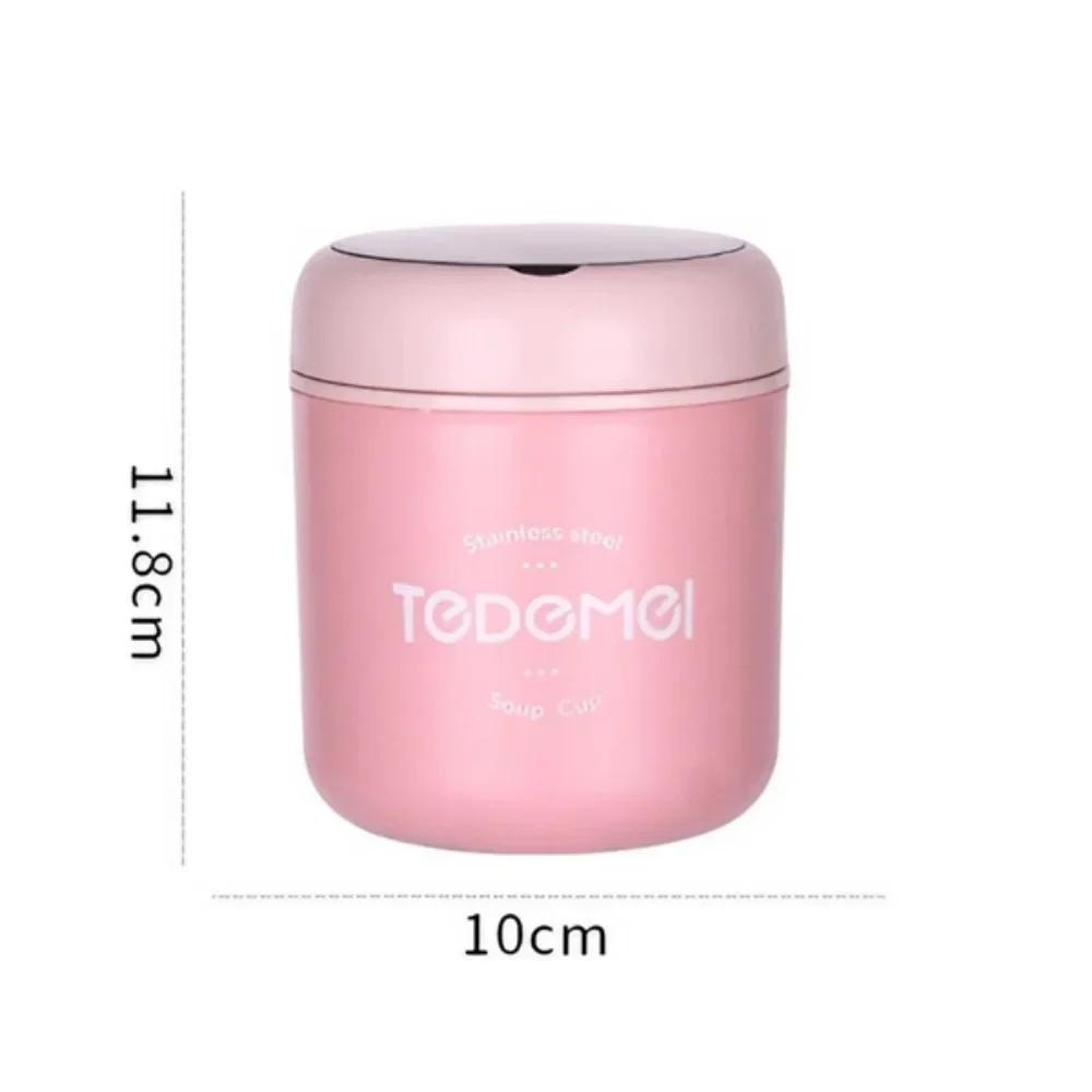 530ml Stainless Steel Insulated Soup Mug with Lid and Spoon Portable Travel Breakfast Container Outdoor Kitchen Utensils
