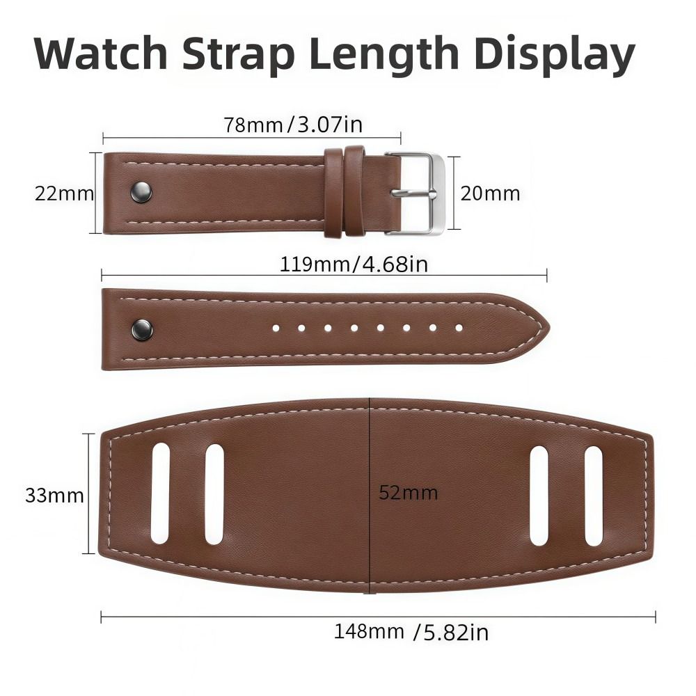 20mm 22mm 24mm Watchband Vintage Men Bracelets Pallet Leather Watch Strap Watch Accessories