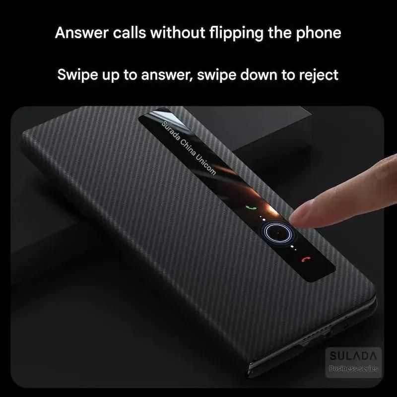 Špičkový businessový kryt na telefon z karbonových vláken s texturou pro Vivo X Fold 5 Magnetický vyklápěcí kryt Skládací Všeobjímající ochrana Chytré okénko Skořepina