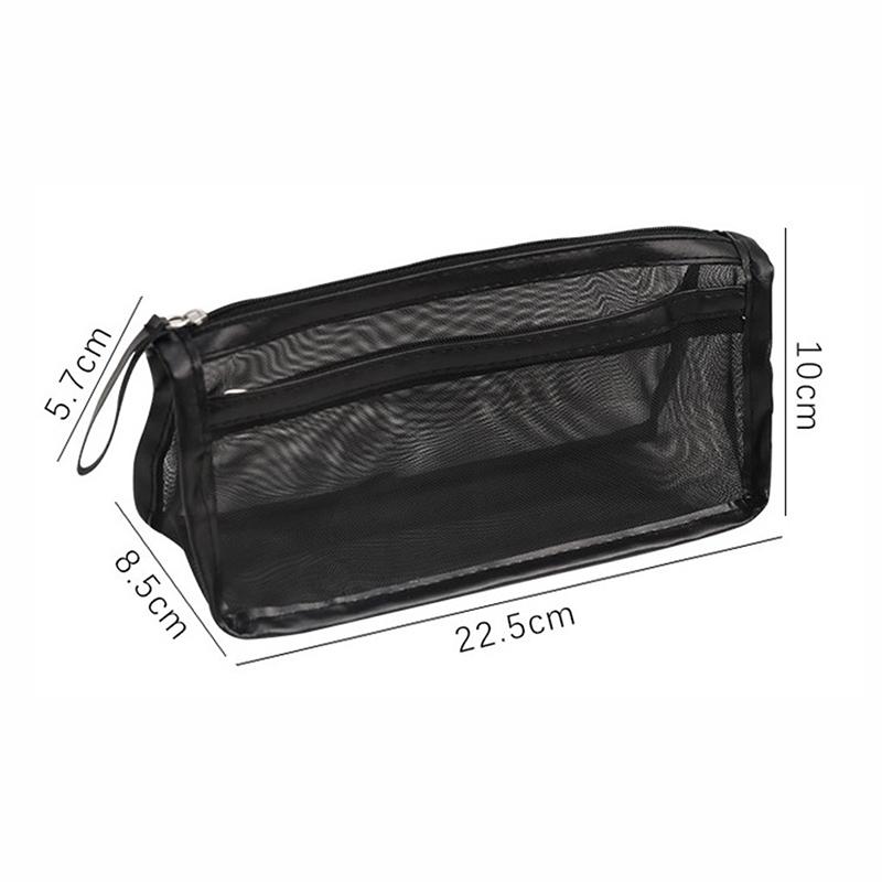 Japanese Style Nylon Storage Bag Portable Mesh Transparent Pencil Case