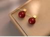 Wine red earrings, women's light luxury high-end earrings, 2026 new popular autumn and winter niche Chinese New Year earrings trend