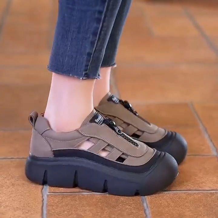 Baotou Sandals Women's New Autumn Thick-soled Soft-soled Soft-faced Comfortable and Breathable Hollow-hole Single Shoes