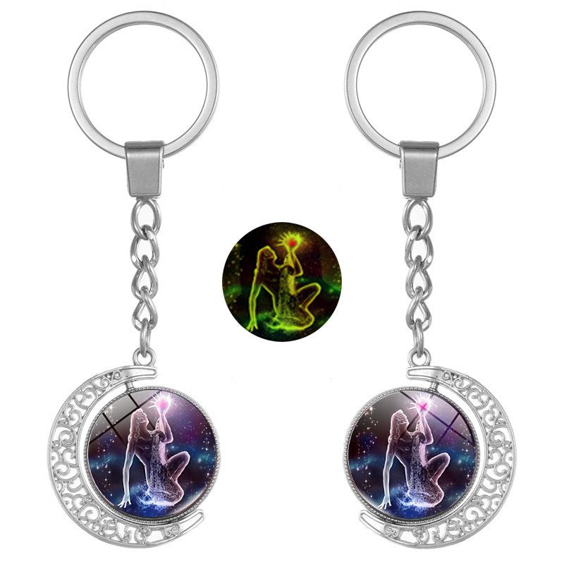 Double-Sided Luminous Zodiac Keychain Pendant for Backpacks – Couple Gift Accessory