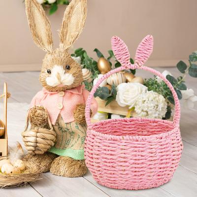 Woven Easter Basket for Kids Easter Bunny & Egg Hunt Basket for Display Vegetable Wedding Party Favors Baby Shower Gift Basket