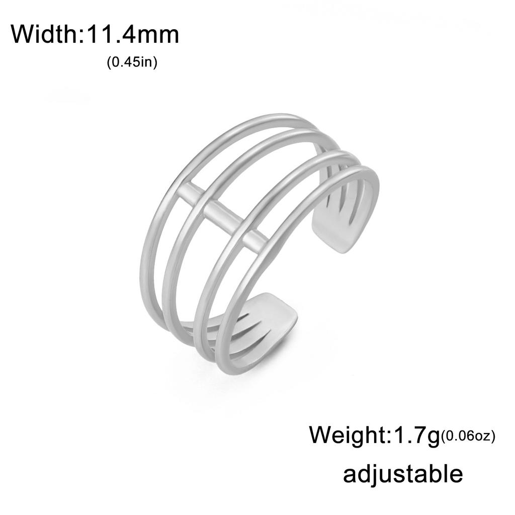 Teamer Fashion Geometric Crown Ring for Women Girls Stainless Steel Double Layer Open Ring Elegant Daily Office Party Jewlery