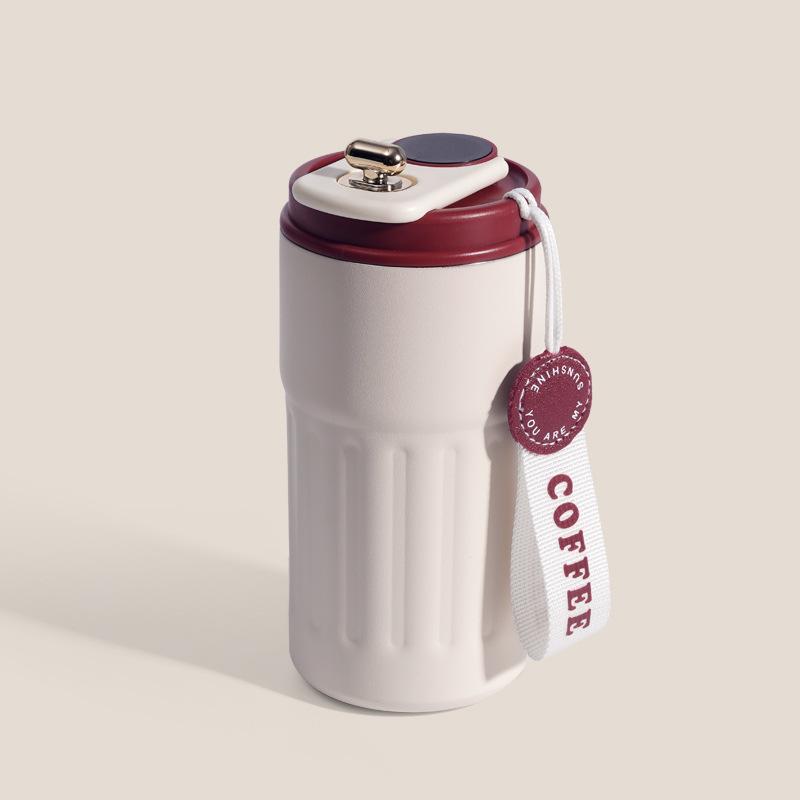 Water bottle temperature display coffee cup stainless steel thermos cup with rope cup retro cup