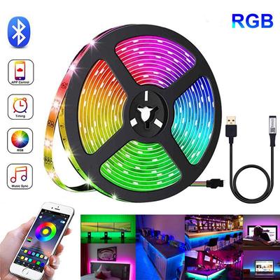 APP LED bande lumineuse 5050RGB Bluetooth contrôle couleur couverture rigide décoration de salle, éclairage d'ambiance de fête de vacances, néons, fond de bureau TV