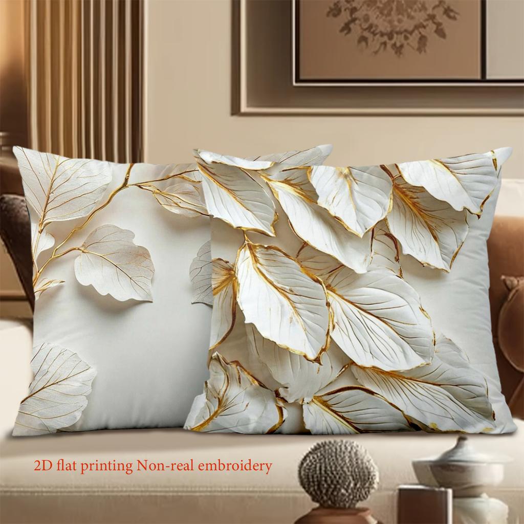 2D Flat Printed Leaf Pattern Cushion Covers for Home Decor Polyester Pillowcase, Sofa Decorative Cushion Cov Headboard Pillow