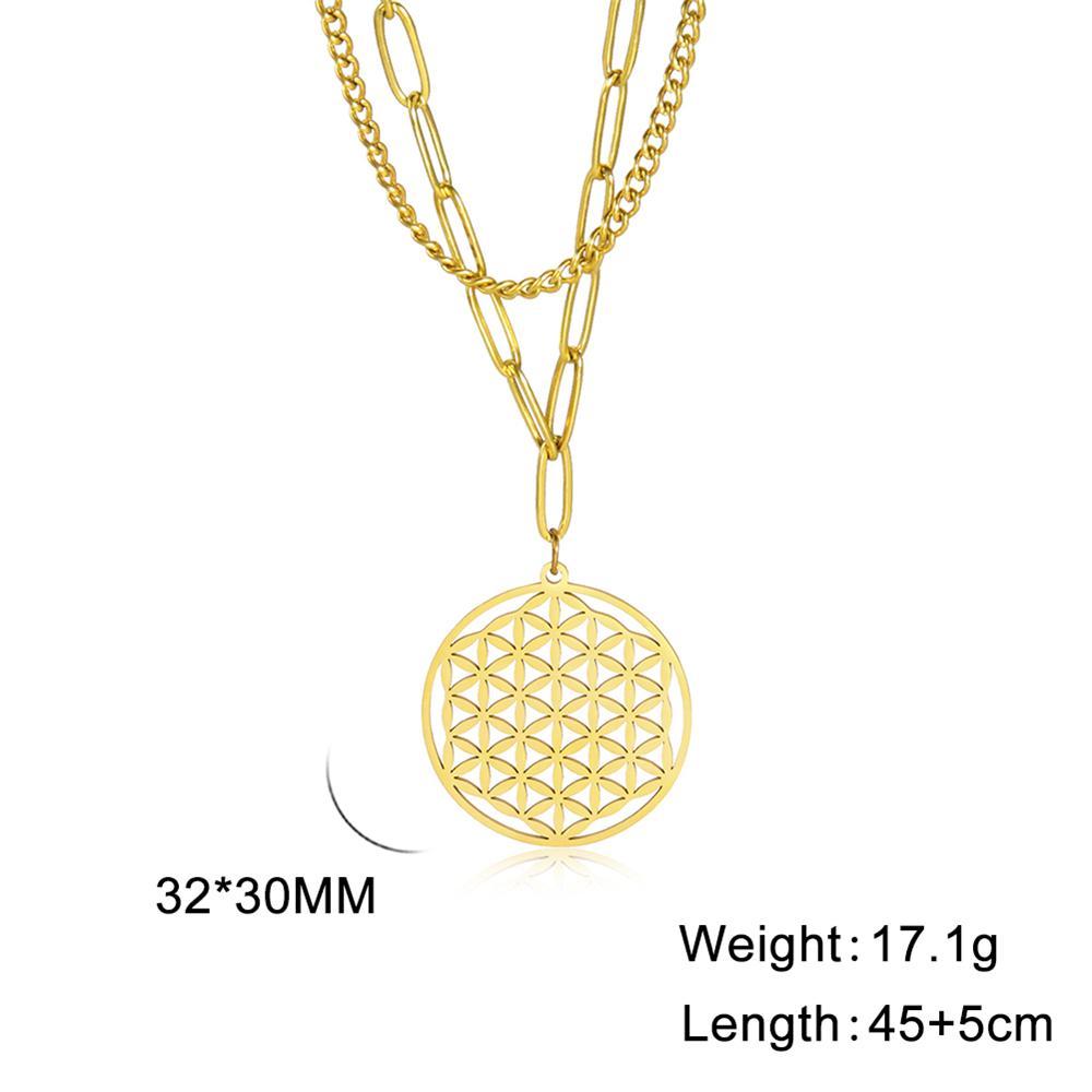 Cazador Chakra Flower of Life Necklaces Mandala Stainless Steel Chain Necklace Amulet Geometric Jewelry for Women