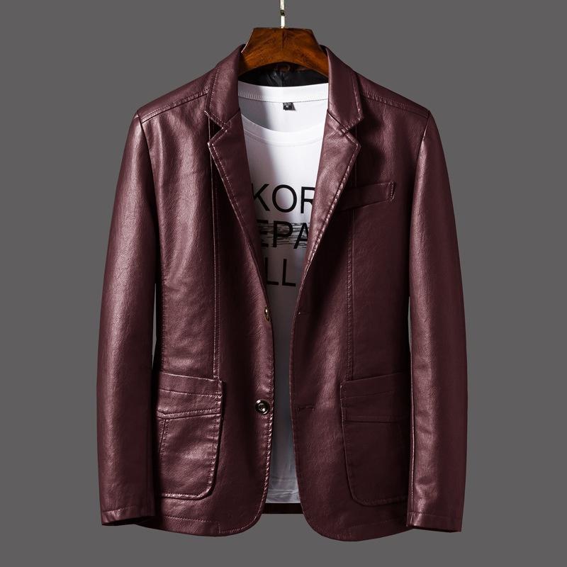 

Модная мужская куртка большого размера Slim Fit из кожи, мужская куртка из кожи для мотоциклистов, модный летный костюм S-6XL M вино красного