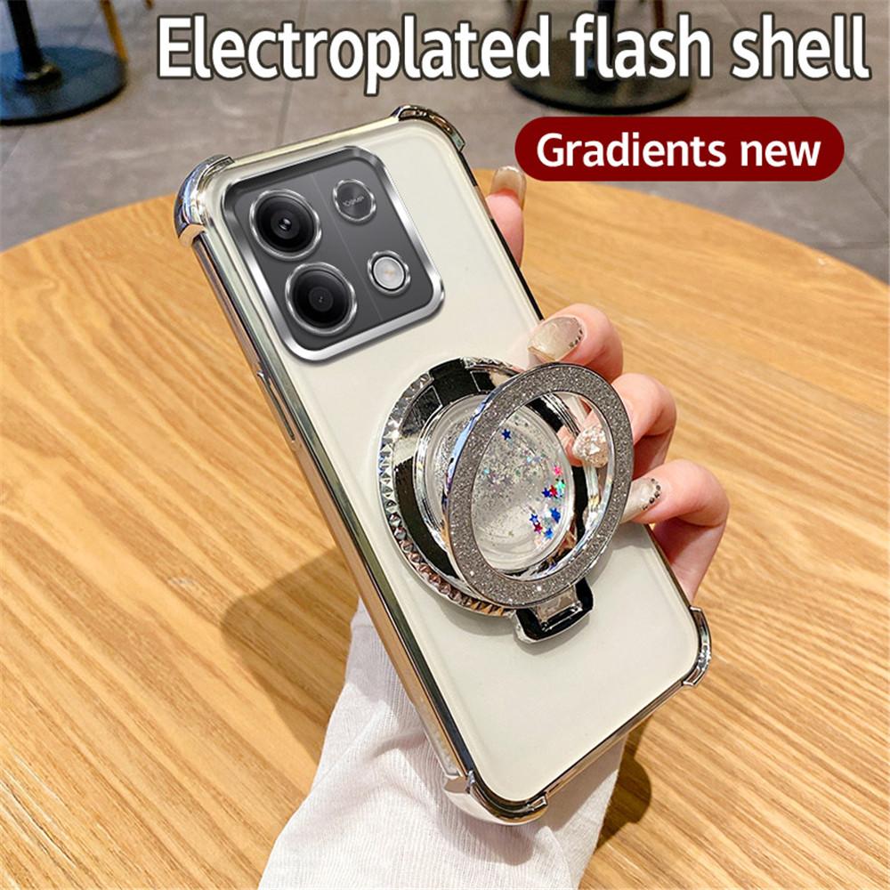 Coque de luxe à paillettes de sable mouvant avec support magnétique pour Xiaomi Redmi Note 13 Pro 4G 5G 13Pro 12Pro 11S 10S 9S 9 Pro 13C 12C 10C