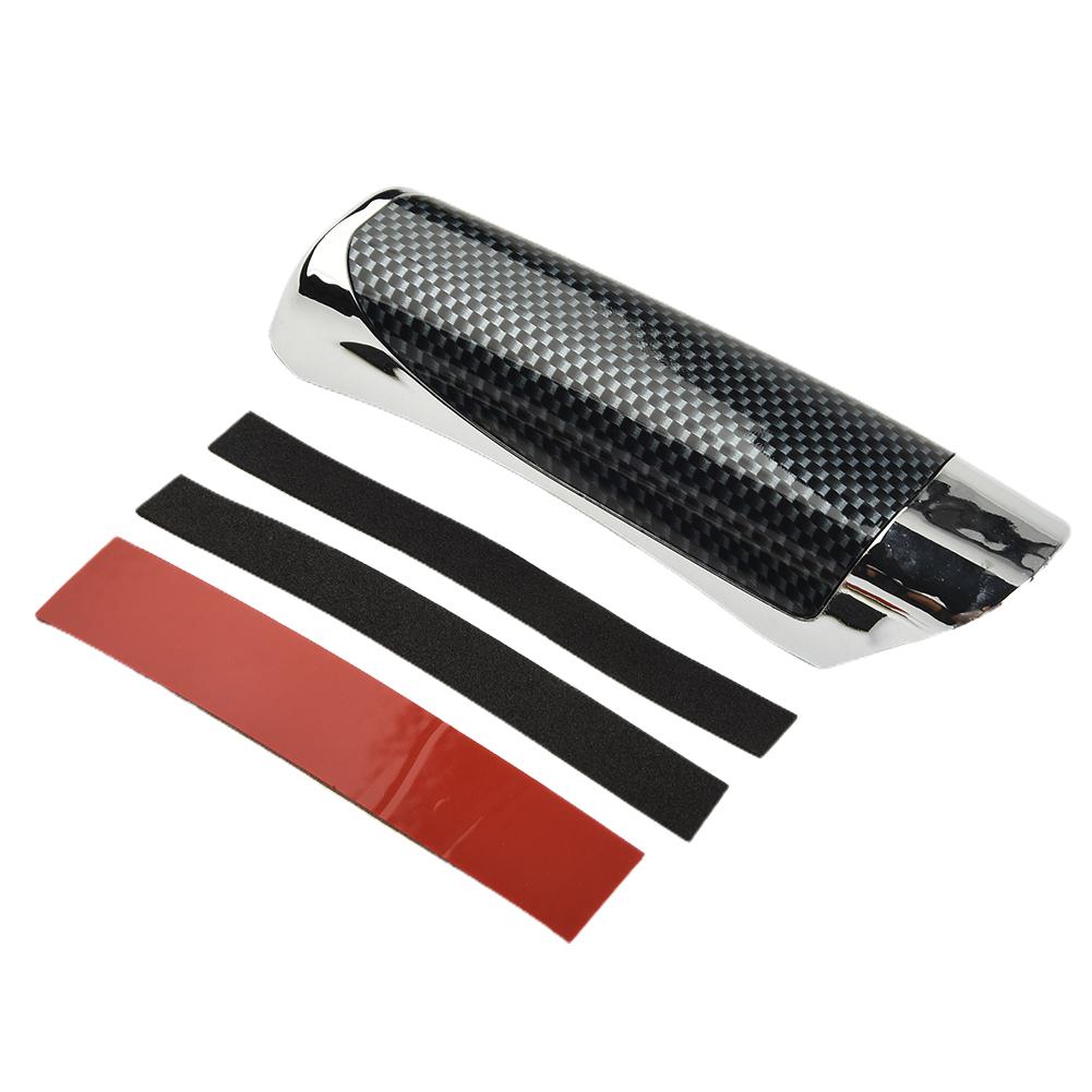 Vehicle Interior Hand Brake Protector with Carbon Fiber Pattern and Chrome Plated ABS Shell for Broad Model Coverage