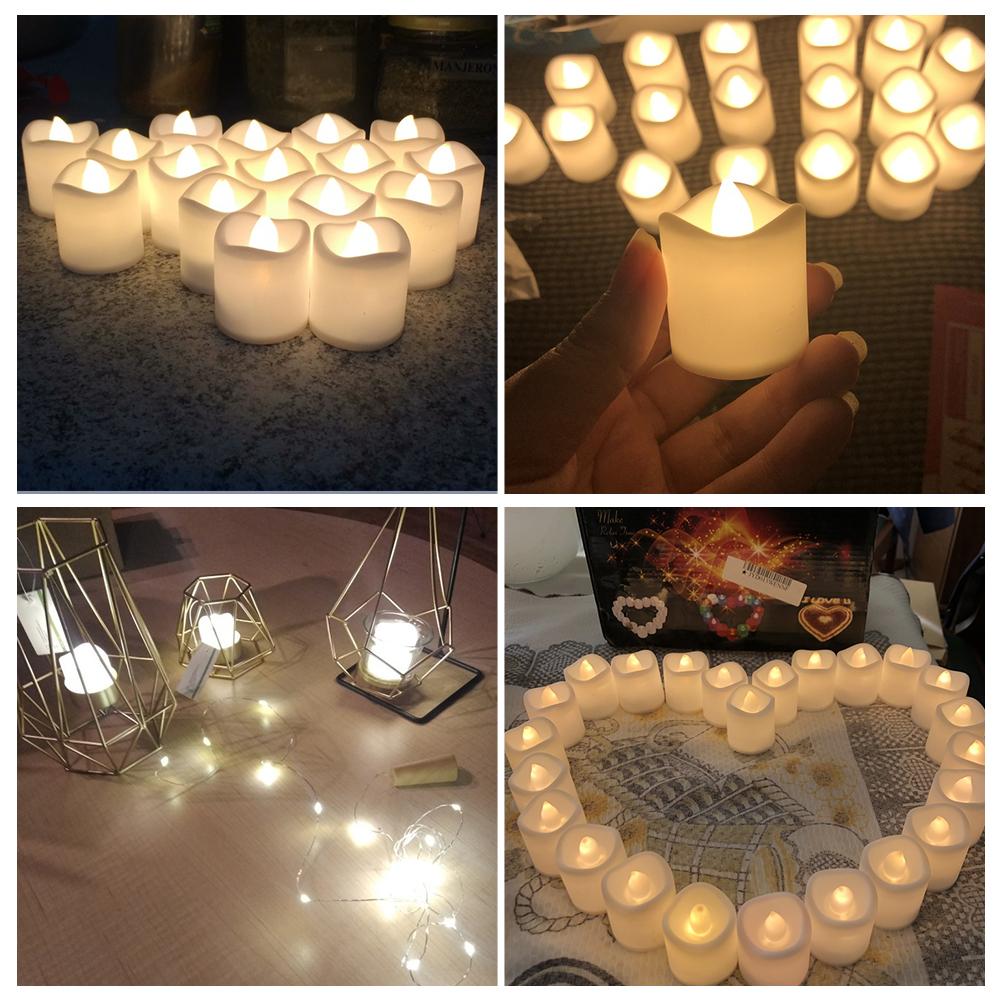 24PC Pack Flameless LED Candles Flicker/Non-Flicker Battery Operated Tea Lights Warm White for Wedding Table Christmas Decor