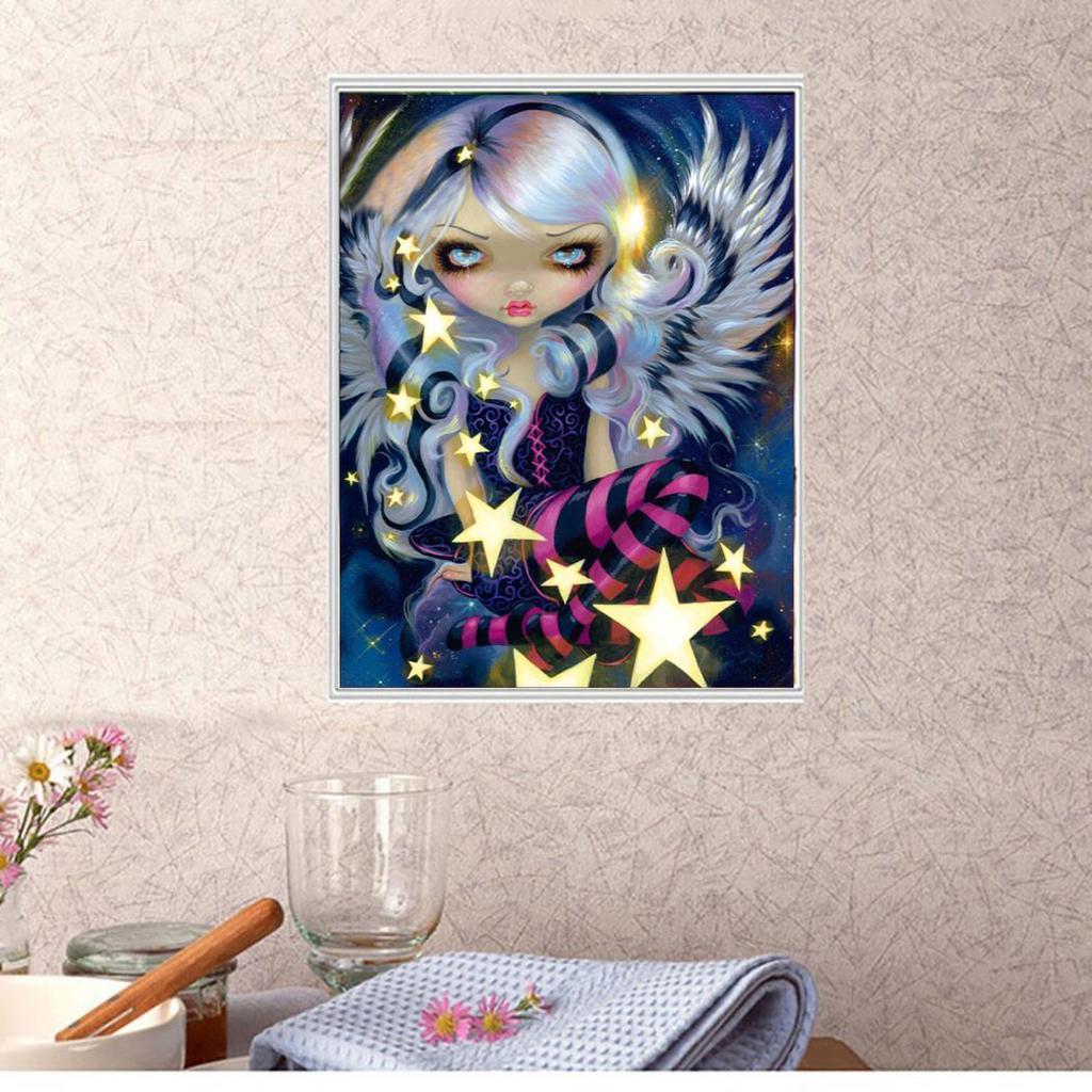 Huacan DIY Diamantové vyšívání Diamantová malba Halloween dívka Křížkový steh Mosaic Diamond Obrázek kamínků Home Decor