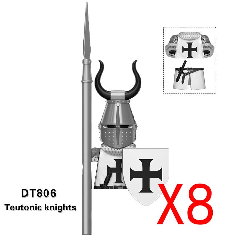 Medieval Military Building Blocks Solider Figures Gifts Weapons Shields Helmets Lionheart Teutonic Knights Militiaman Farmer MOC