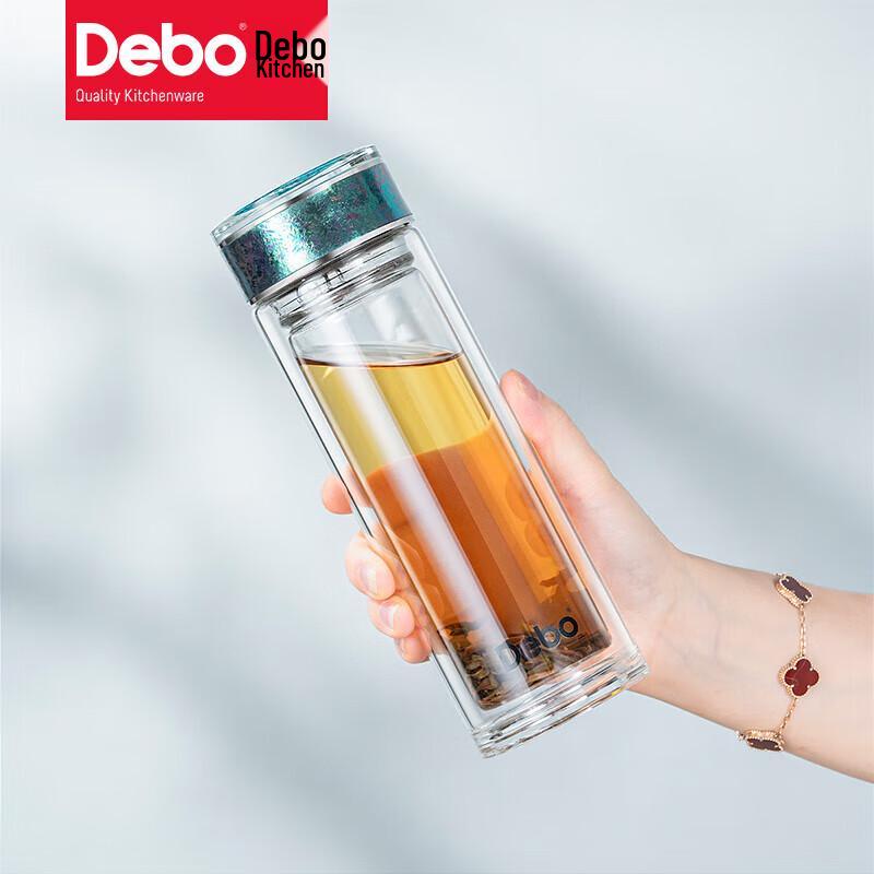 Debo Kingsley 320ml Double-Layer Temperature Display Glass Cup