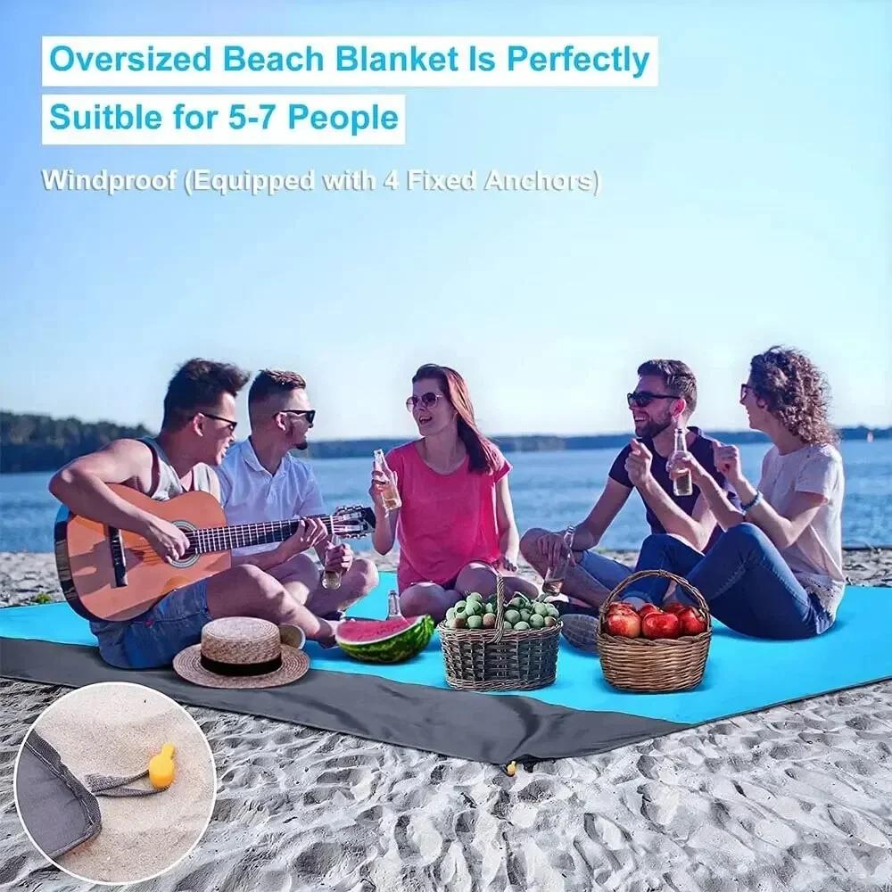 Beach Blanket Sandproof 200x140cm Waterproof Beach Mat Lightweight Picnic Blanket for Travel Hiking Sports