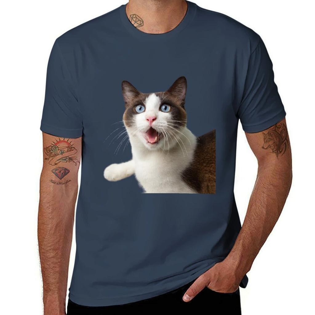 WOW Cat. Whimsical Cat Funny. T-Shirt Printed T Shirts for Man Cotton T Shirt Man T-Shirt