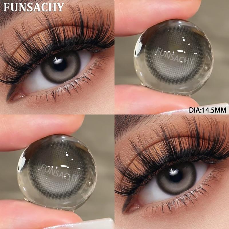 FUNSACHY 1 Paar Myopie-Linsen Farbige Kontaktlinsen mit 0~-8.00 Dioptrien Kosmetische Natürliche Schwarze Big-Eyes-Jahreslinsen