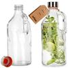 Glass Bottle with Holder for Wine, Liqueur, Syrup, Juice, Lemonade 1.15L
