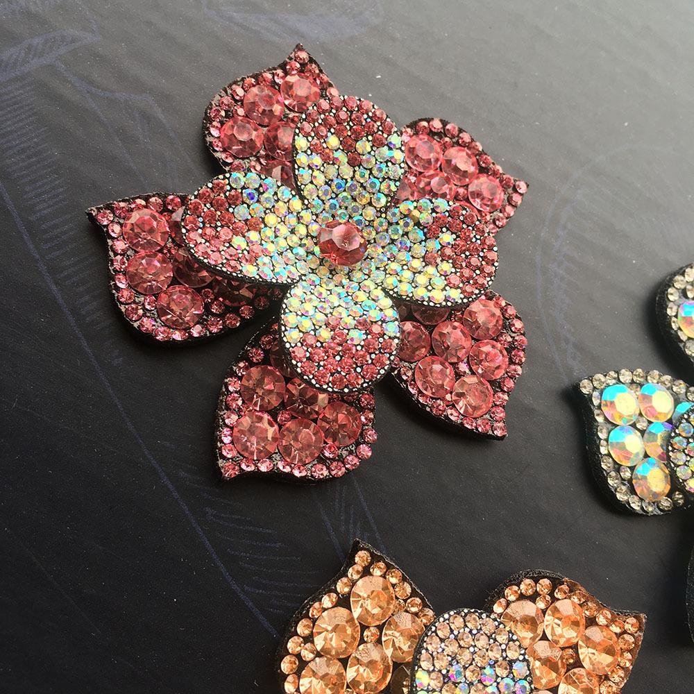 1Pcs Crystal Flower Core Patch Hair Clip Applique Ornament Decorative Material Repair Decoration