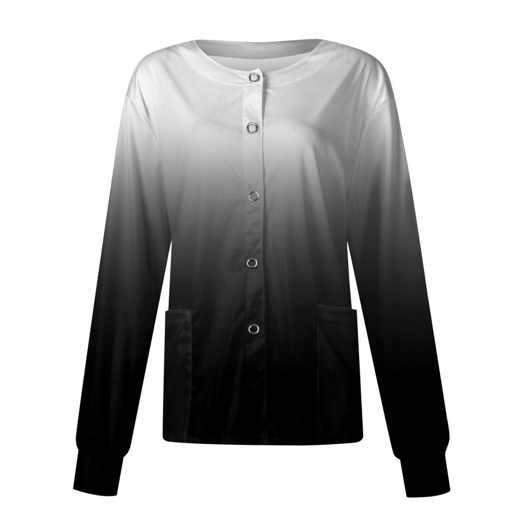 Dámská kapsa s dlouhým rukávem Pracovní stojáček Gradient Jednořadá ochranná kombinéza Cardigan Bunda Top